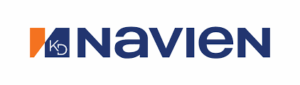 The Navien logo shows a sleek orange and white "KD" beside bold blue "NAVIEN" text, representing trusted Platinum Plumbing products.